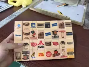 nostalgic memories Entertainment 65 Pink Blocks Board Game with Old Landmarks & Brands Blocks 1 Blank Tile for Customization Ages 13+ Nostalgic Retro Tile Game