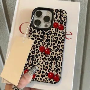 A Vintage Sweet Pattern of Leopard Print Cherries Suitable for Iphone 16 Pro Max Phone Cases, Compatible with for iphone 15 Pro Max/14/16 Plus/15/13 Pro/12/11, Featuring a Minimalist TPU Design That Is Drop-Resistant And Stylish.