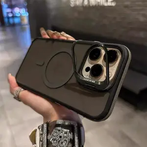 Luxury Magsafe wireless chargingTransparent Kickstand Stand  Phone Case For iPhone 11 12 13 14 15 16 17 Pro Max Plus 17AIR protection Magnetic Bumper Cases Cover