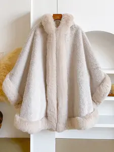 Luxury Faux Fur Hooded Cape Shawl, Warm and Comfortable for Air-Conditioned Rooms, Ideal for Daily Wear, Home and Party Use