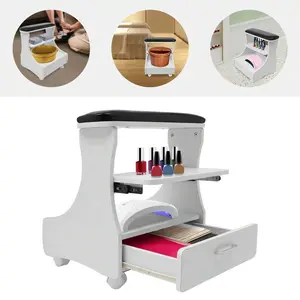 Mobile Beautician Foot Bath Spa Handcart (With Wheels), Foot Therapy Bench With Footrest, Beauty Salon Nail/Home Foot Massage Station, Foot Therapy Nail Massage Table, Salon Supplies