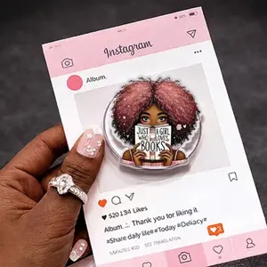Just A Girl Who Loves Books Phone Grip – Cute Black Girl Reader Design, Melanin Book Lover Phone Accessory