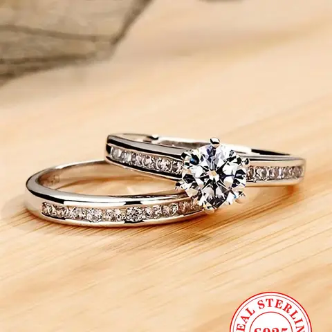 925 Sterling Silver Fashion Promise Ring, Fashion Engagement Ring for Women & Girls, Trendy All-match & Exquisite Jewelry for Birthday Gift Wedding Ring, Silver Wedding Ring, Beautiful Rings, Promise Engagement Rings