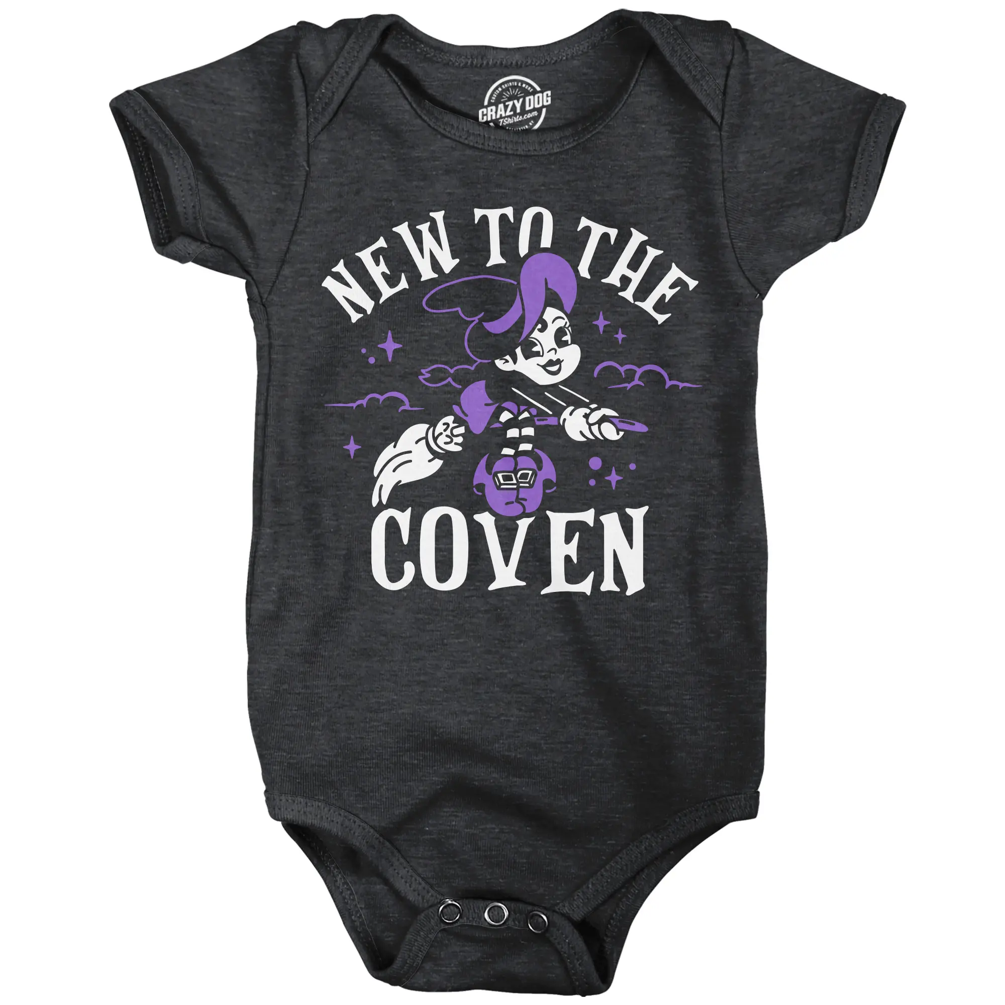 New To The Coven Baby Bodysuit Funny Sarcastic Witch Graphic Novelty Halloween Jumper For Infants Funny Baby Onesies Halloween Clothes for Baby Novelty Onesie Black -
