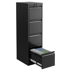4-Drawer File Cabinet with Lock - Heavy Duty Metal Filing Cabinet for Letter/Legal/A4/F4 Documents - Vertical Storage for Home Office, Black