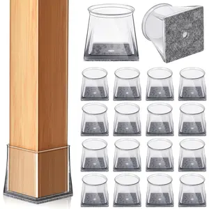32 Pcs Clear Square Silicone Chair Leg Floor Protectors Caps Sliders for Hardwood Floors, M Size Fits 1-1/16" to 1-5/16" Chair Legs, Protect Floors from Scratches