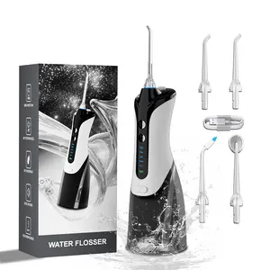 Oral Irrigator Water Flosser for Teeth, Upgraded 350ML Cordless Dental Water Jet with 4 Adjustable Pressure Modes, IPX7 Waterproof, 5 Replacement Nozzles, Portable Electric Teeth Cleaner for Home & Travel