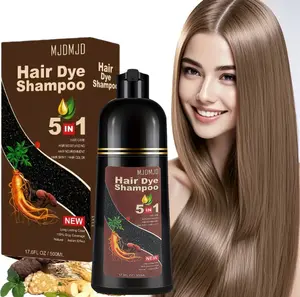5-in-1 Light Brown  Hair Dye Shampoo – Herbal Formula for Fast Gray Coverage, Lasting 3-4 Weeks, Ammonia-Free Vegan Hair & Beard Color for Women and Men 500ml