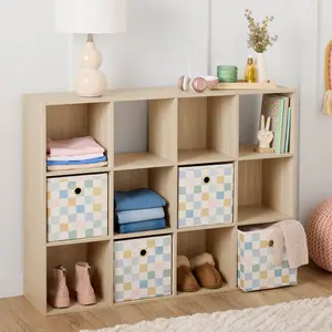 12 Cube Storage Organizer Shelf, Spring Pine – Large Wooden Bookcase Display Cabinet for Bedroom, Living Room & Office