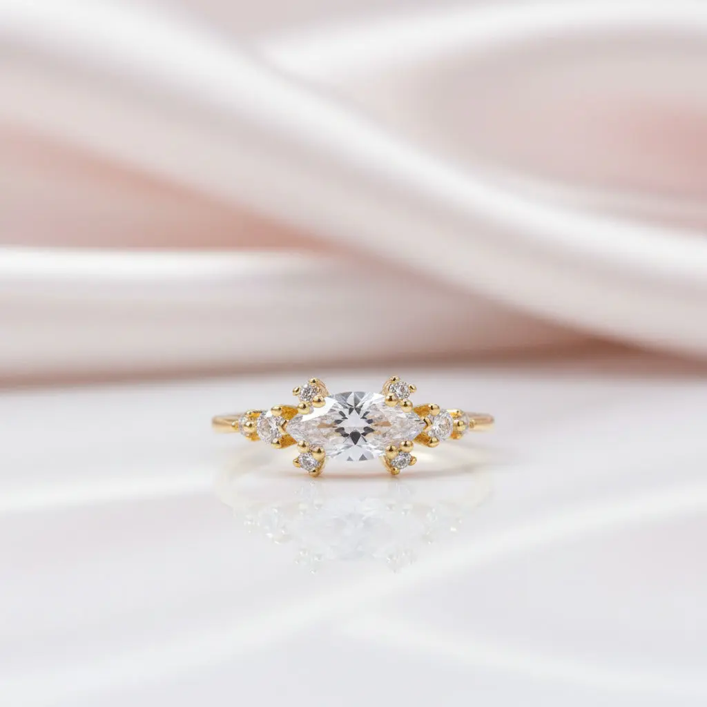 1.25 Ct Pave Marquise Cut Diamond Option Engagement Ring