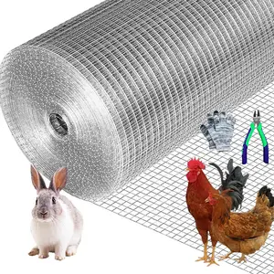 48inch x 50ft Hardware Cloth 1/2 inch Chicken Wire Fencing 19Ga, Hot Dipped Galvanized After Welding Garden Plant Supports Welded Metal Chicken Wire Fence Poultry Animal Netting Cage Screen