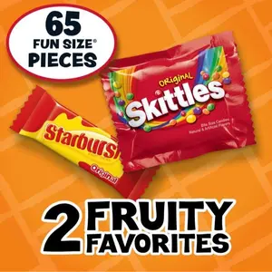 SKITTLES & STARBURST Fun Size Chewy Easter Candy Assortment, 31.9 oz, 65 Pieces Bag Snack Sweet Bonbon candy for Easter party’s or celebration Candies