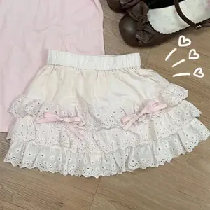 Y2k Sweet Cute Lace Cake Skirt Kawaii Lolita Japanese Mini Layered Ruffles Skirts Y2k Harajuku Casual Women Summer 2025 Skirts Womenswear Bottom