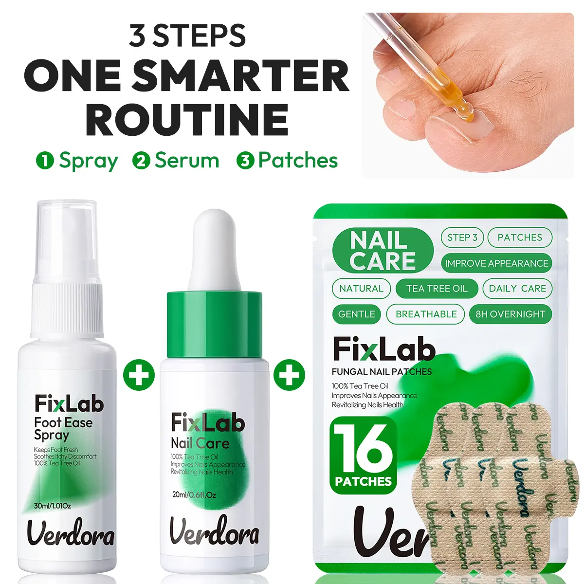 Fungal Nail Clean & Care Kit,8-Hour Overnight Nail Conditioning Kit,Tea Tree & Oregano Oil, At-Home Nail Surface Smoothing Set for Dull Thick Uneven Nails