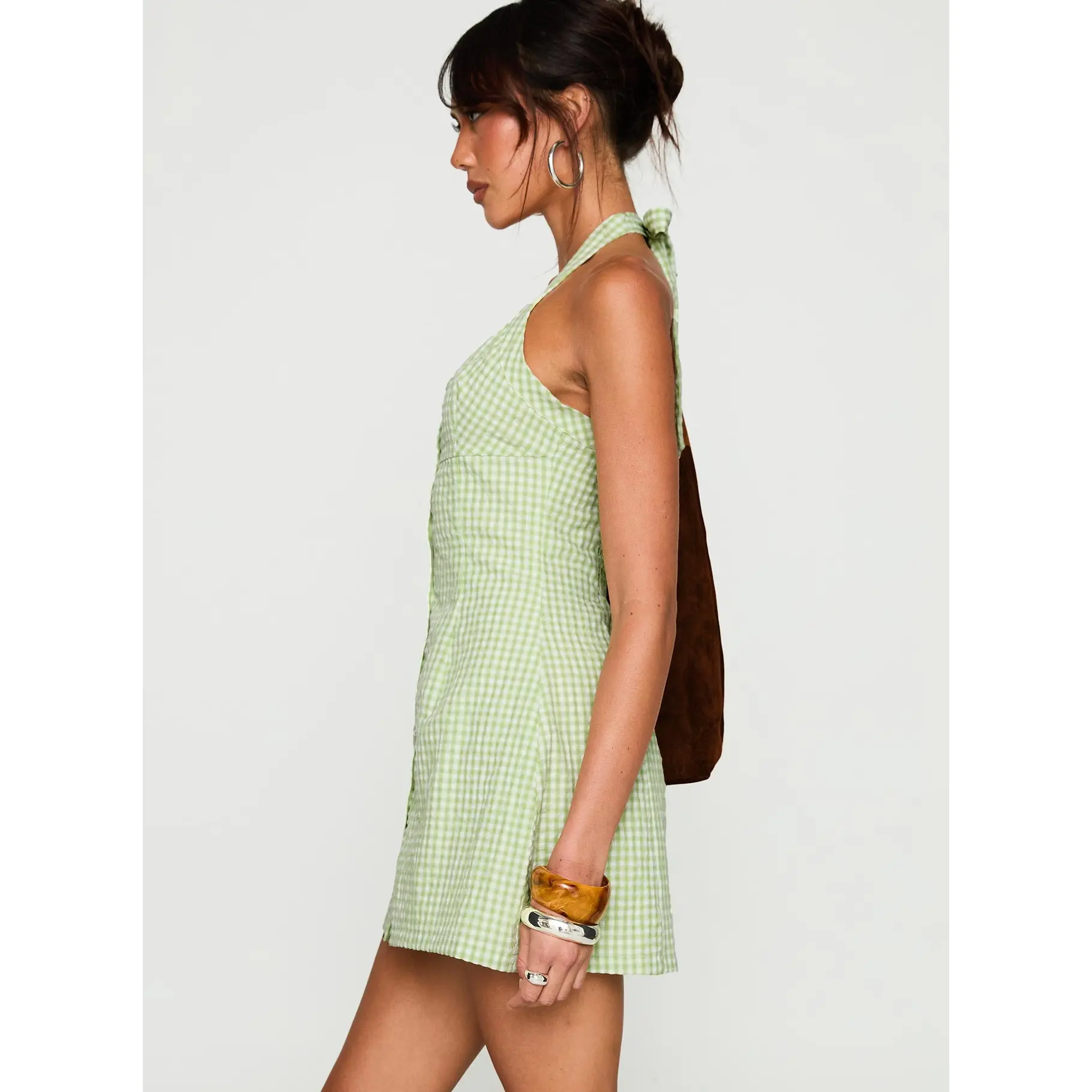 Mallorie Halter Mini Dress Green Check - TikTok Shop Mallorie Halter Mini Dress Green Check - TikTok Shop