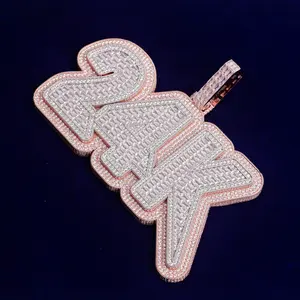 Hip-Hop Style New Copper Inlaid Zircon 24K Font DIY Letter Pendant Necklace, European And American Niche Jewelry