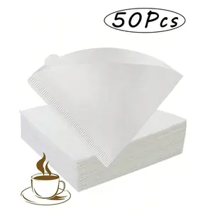50 Pcs Coffee Filters, Conical Paper Filters, Easy to Use, Upgraded Design, V02 Size, V-Type Pour over Coffee Filters, Compatible with Drip Coffee Makers