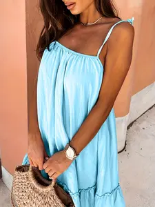 Elegant Women's Sleeveless Loose-Fitting Maxi Dress, Casual Plain Dress for Daily Wear, Perfect Beach or Holiday Dress