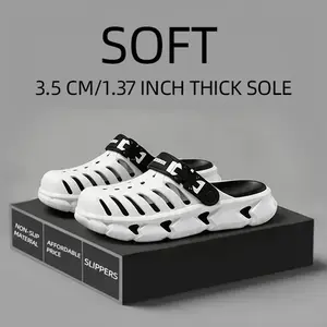 Men’s casual slides with letter print, lightweight beach slippers, comfortable non-slip soft slippers for indoor and outdoor wear, slippers for men