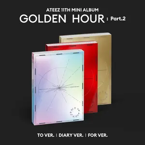 ATEEZ – GOLDEN HOUR : Part.2 [Standard Ver. To / Diary / For] 11th Mini Album K-Pop CD + 120p Photobook + Ornament + Photocards + Postcard Set