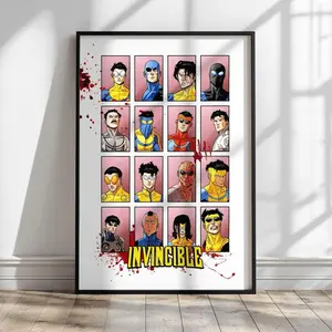 Invincible Variants Poster, Superhero Wall Art, Comic Book Decor, Omni-man Artwork, Home Wall Art , Gift for him and her, christmas , valentines day(unframe)