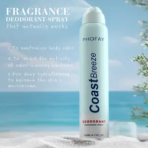 PHOFAY Coast Breeze Deodorant Spray - All-Day Odor Control & Hydrating Body Mist 140ml