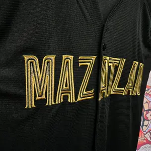 Mazatlan Baseball Jersey - Black Jersey with Gold Lettering, Classic Design, Comfortable Fit