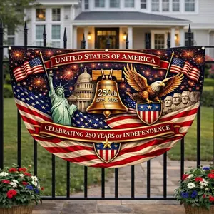 USA 250th Birthday Fan Flag 1776–2026, Patriotic 4th of July Outdoor Banner, USA 250th Anniversary Decor, Independence Day Porch Decor Gift