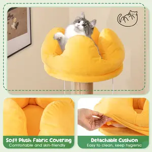 COSTWAY - 45 Inch Multi-Level Cat Tree with Plush Padded Top Perch and Fruit-Shaped Platforms
