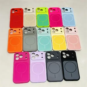 Simple two-tone fine ring with built-in magnetic charging, suitable for iPhone 17/16/15/14/13/12/11, shockproof, waterproof, matte texture, with thickened protective lining