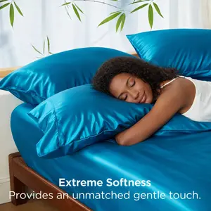 Cosybay Satin Sheets Set Queen/King/Full size 3pcs(1 Fitted Sheet + 2 pillowcases), Twin size 2pcs(1 Fitted Sheet + 1 pillowcas),Luxury Soft Black Silky Sheets for Hair and Skin, Similar to Silk Bed Sheets, 15" Deep Pocket Fitted Sheet,mother's day gift