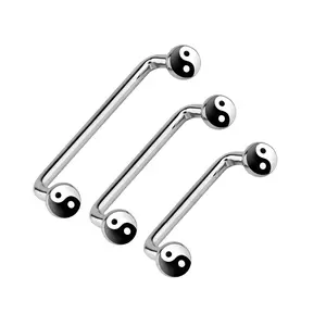 Surface Barbell Internally Threaded 316L Surgical Steel 14G Flat Disc Ends Yin Yang Symbol Staple Surface Piercings Barbell Jewelry 12mm 16mm 19mm