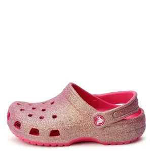 Crocs Kids' Classic Iridescent Glitter Clog Footwear - 'Dragon Fruit' (GS)