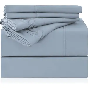 Twin Size Sheet - 4 Wrinkle-Free Microfiber Sheet, Oeko-TEX Certified,  Elastic, 16" Deep Pockets, Spa Blue
