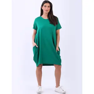 Ladies Plain Narrow Hem Cotton Cocoon Dress