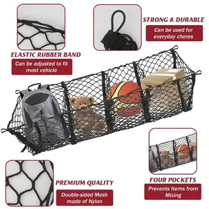 Pickup Truck Four-Grid Three-Dimensional Net Pocket off-Road Vehicle Trunk Four-Basket Luggage Net Stroller Storage Bag Multi-Functional Car Supplies