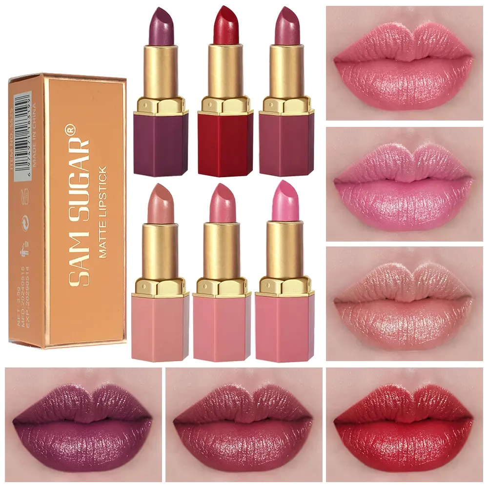 Pearlescent shiny lip gloss, waterproof and long-lasting, smooth and easy to apply lip gloss, Glam Metallic Lipstick