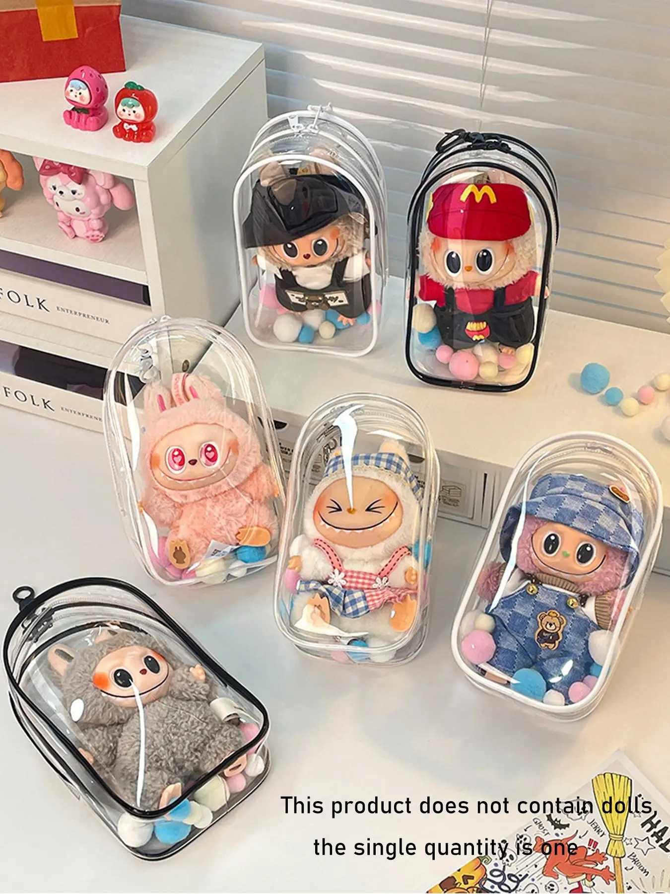Plush Doll Keychain Transparent Cover, Metal Keyring Included, Ideal for Display & Storage, Protects Small Toys From Dirt, Keychain Bag, Keychain Kawaii, Keychain For Bags, Cute Keychain