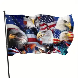 American Flag Eagle Flag 3x5 Feet, American Flag Party Parade Banner Garden Flag Decoration Bedroom Indoor Outdoor Flag