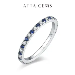 Stackable Synthetic Moissanite Ring for Women Pink and Blue Saphire Wedding Band Fine Jewelry For Anniversary Party Gift R061 Stackable Synthetic Moissanite Ring for Women Pink and Blue Saphire Wedding Band Fine Jewelry For Anniversary Party Gift R061