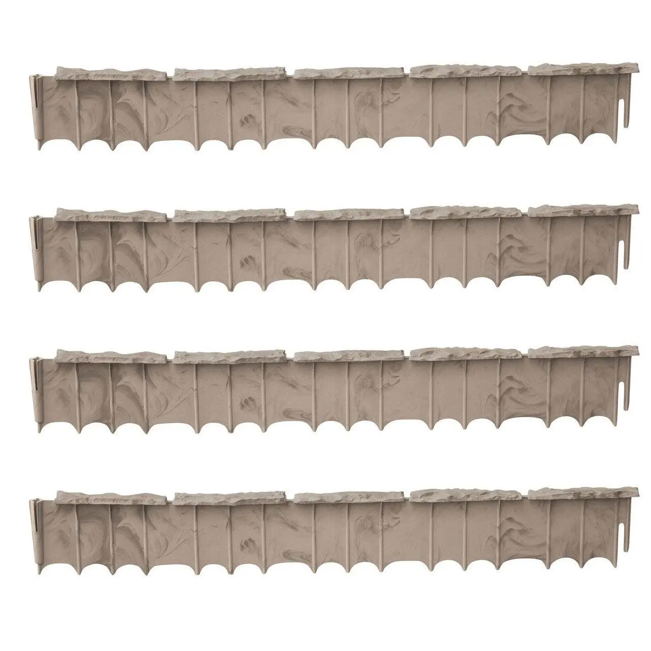 Suncast Quick Edge 35 Inch Single Strip Resin Lawn Edging, Flagstone (4 Pack)