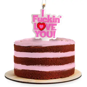 I F#%king Love You! Funny Birthday Candle Cake Topper – Gag Gift Party Decor