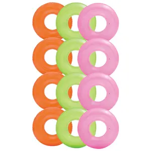 Intex Colorful Transparent Inflatable Swimming Pool Tube Raft (12-Pack)| 59260EP