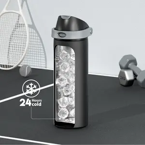 Meoky 24oz Sports Cup Stainless Steel Thermos Cup with 2-in-1 Straw & Spout Lid Leak Proof Cold for 24 Hours BPA-Free for School ，Suitable car cup holder