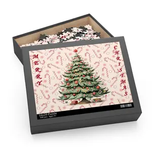 Merry Christmas Candy Cane Christmas Tree Puzzle (120, 252, 500-Piece) Family Fun, Christmas Games