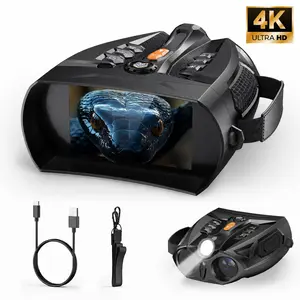 MINENER 4.0" Snake-Look Night Vision Goggles-4K Binoculars for Adult,10X Digital Zoom for Photos & Videos,5000 mAH Baterry,7 Levels of Infrared,Outdoor Flashlight,Wildlife Observation,Hunting,Camping,Birthday Gift,NiteHawk Gift for Man