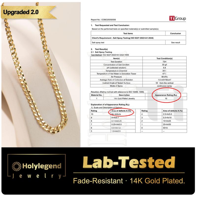 Holylegend 14k Real Gold-Plated Cuban , Figaro, Miami Cross with Jesus Christ Crucifix,24 inches Long and 6mm Wide,Handcrafted Polishing and Multiple Electroplating Daily Wear Necklace