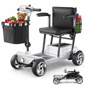 SwiftEco 4 Wheel Mobility Scooter - Electric Powered Wheelchair Device - Compact Heavy Duty Mobile for Travel, Adults, Elderly - Long Range Power Extended Battery with Charger & Basket-Folding, Collapsible and Compact for Travel，330 lb Capacity