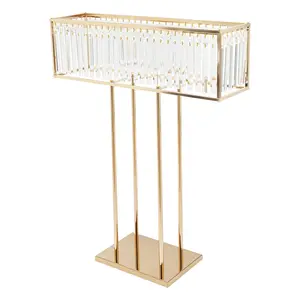 Gold Crystal Flower Stand Floor Standing Tabletop Iron Base Heavy Duty 8 10kg Load Capacity for Wedding Birthday Party Home Decoration