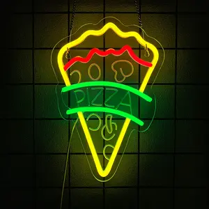 Pizza Neon Sign Wall Decor, Pizza Slice Neon Light Sign, Restaurant Kitchen Shop Man Cave Party Bedroom Christmas Birthday Gift